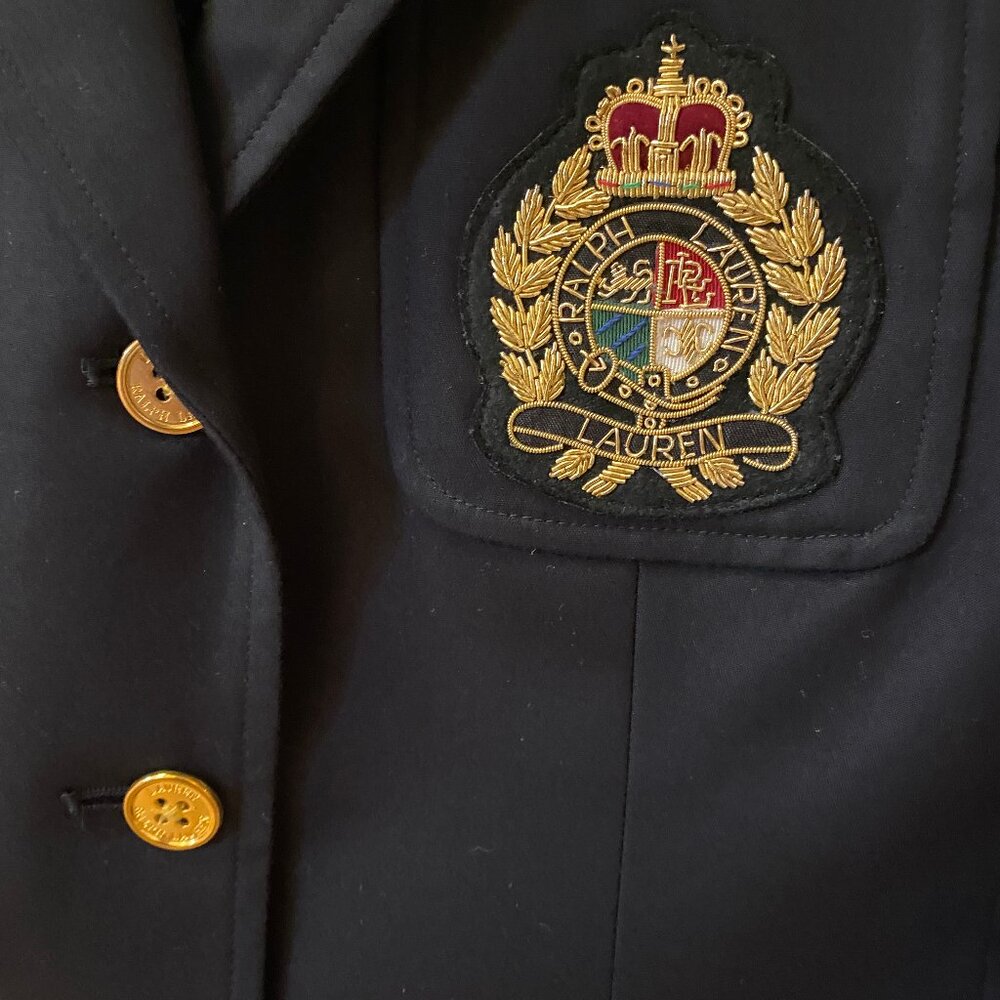 Ralph Lauren Dark Navy Cotton Blazer, Size 8 Petetite.